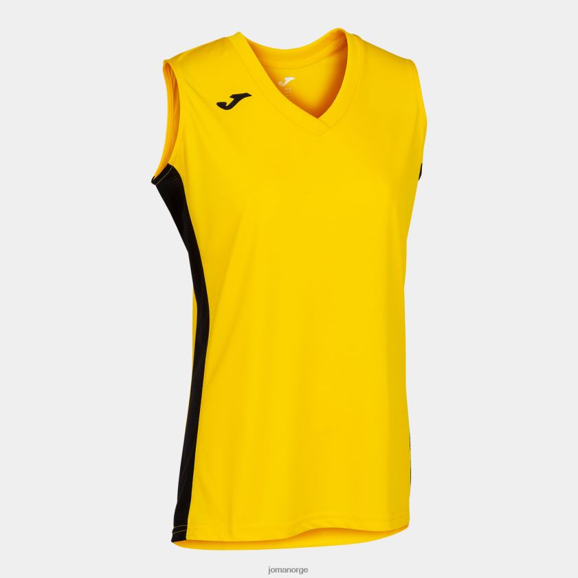 nei Joma ermeløs t-skjorte cancha iii gul svart FBD0T02357 kvinner