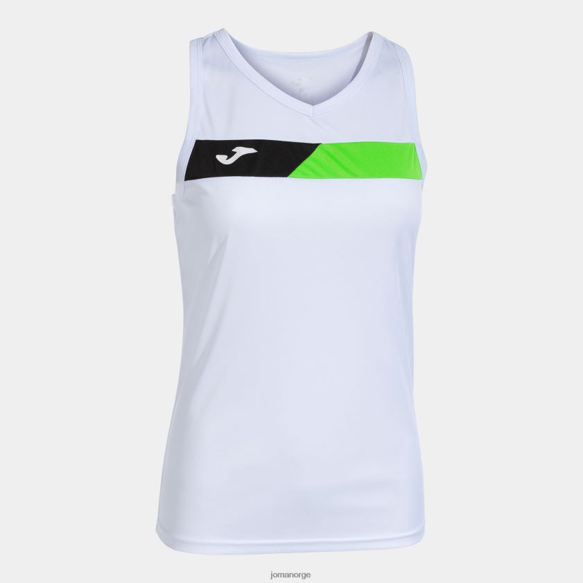 nei Joma ermeløs t-skjortebane hvit fluorescerende grønn svart FBD0T03706 kvinner