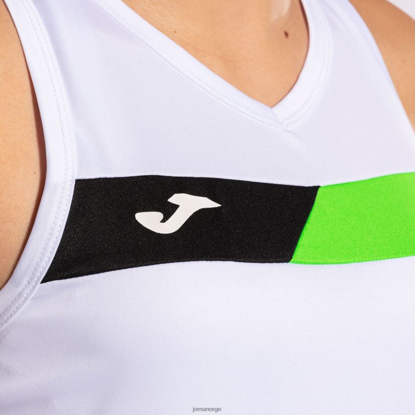 nei Joma ermeløs t-skjortebane hvit fluorescerende grønn svart FBD0T03706 kvinner