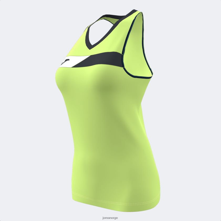 nei Joma ermeløs t-skjortebane lime svart hvit FBD0T02081 kvinner