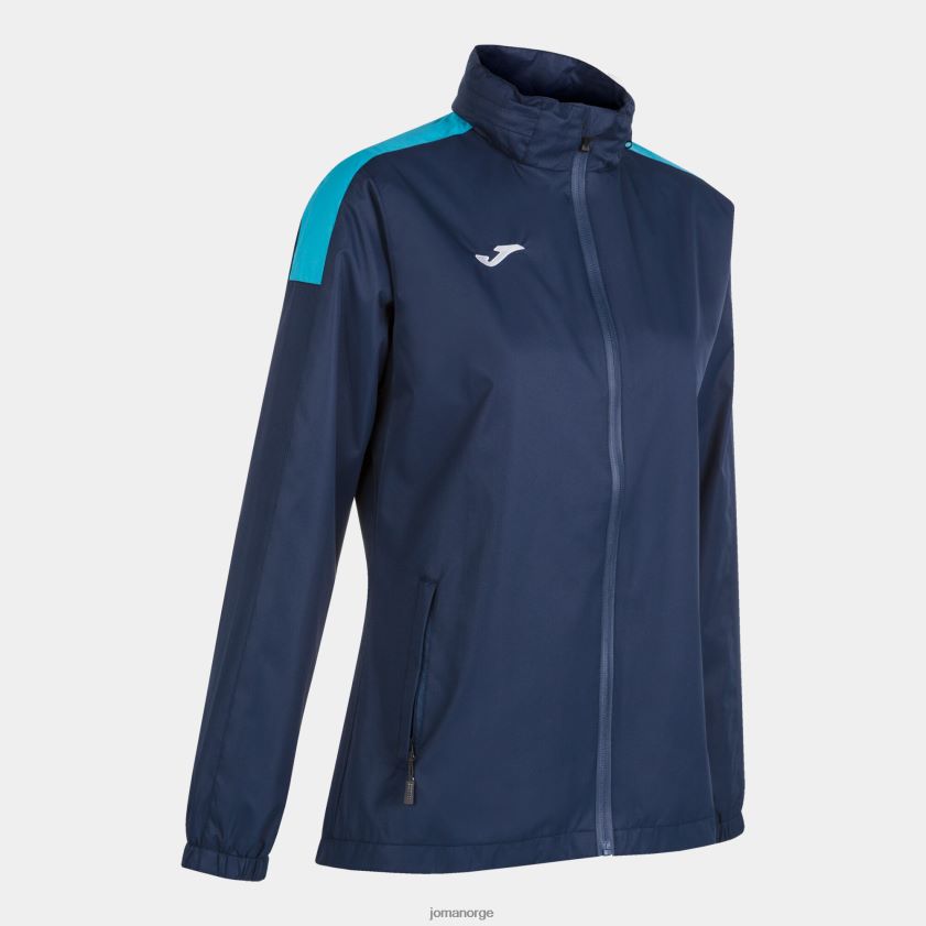 nei Joma regnjakke trivor marineblå fluorescerende turkis FBD0T03896 kvinner