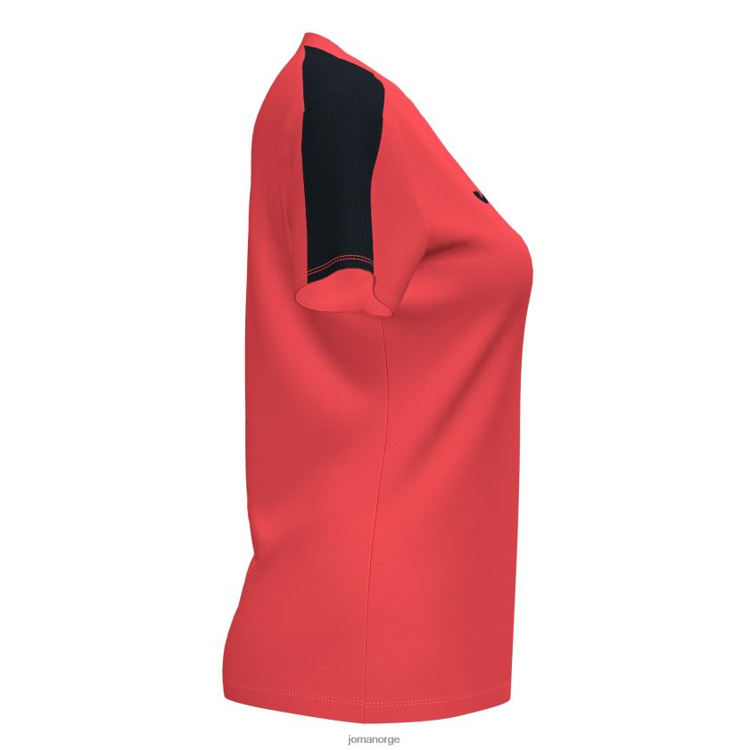 nei Joma skjorte kortermet akademi iii fluorescerende korallsvart FBD0T04055 kvinner
