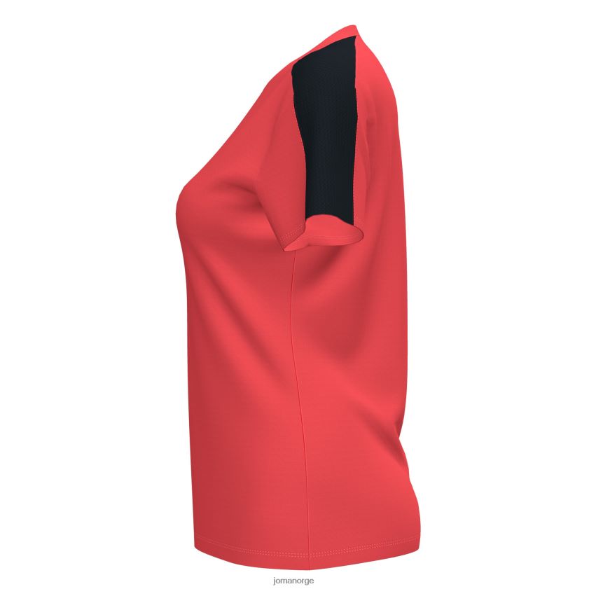nei Joma skjorte kortermet akademi iii fluorescerende korallsvart FBD0T04055 kvinner