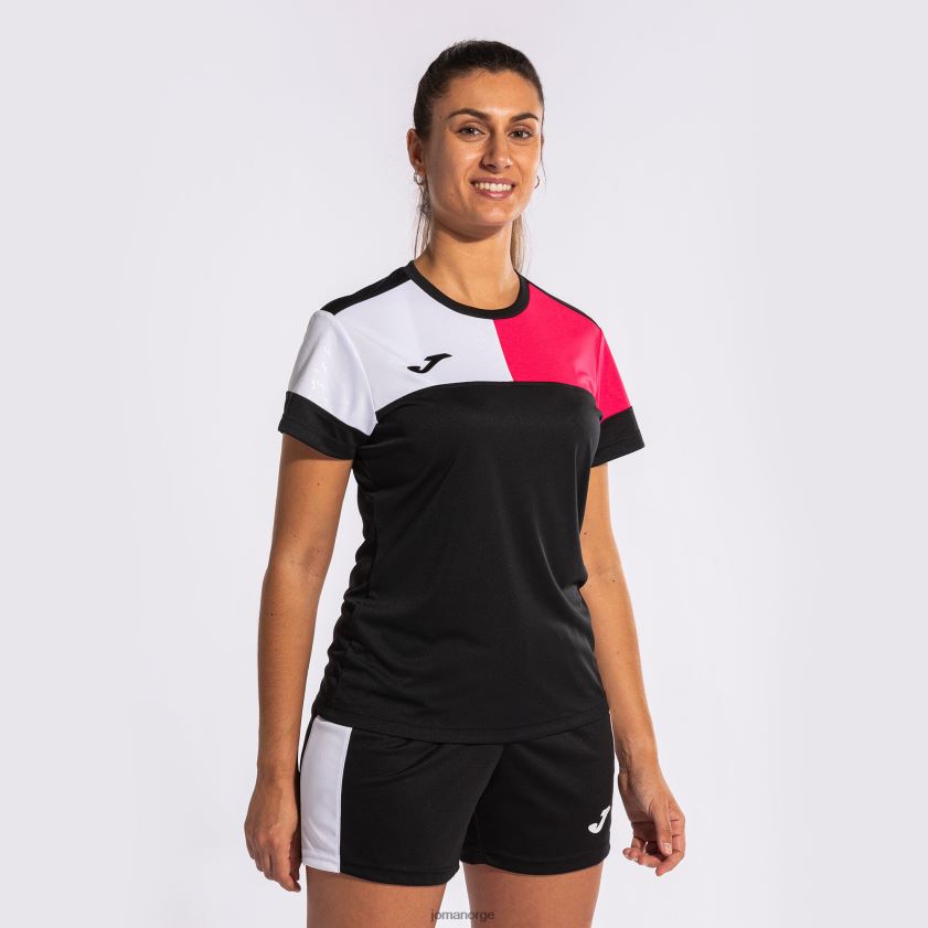 nei Joma skjorte kortermet crew v svart rosa hvit FBD0T01915 kvinner