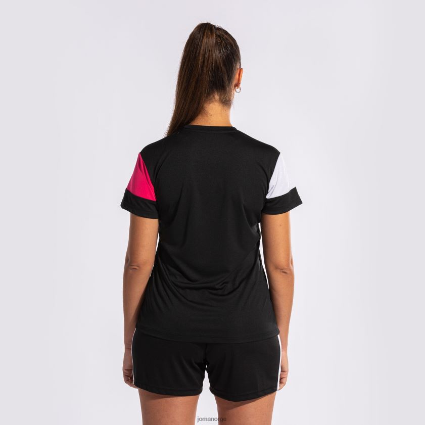 nei Joma skjorte kortermet crew v svart rosa hvit FBD0T01915 kvinner