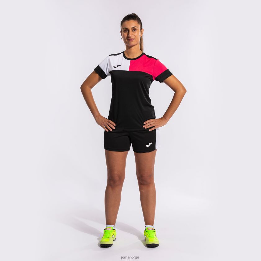 nei Joma skjorte kortermet crew v svart rosa hvit FBD0T01915 kvinner