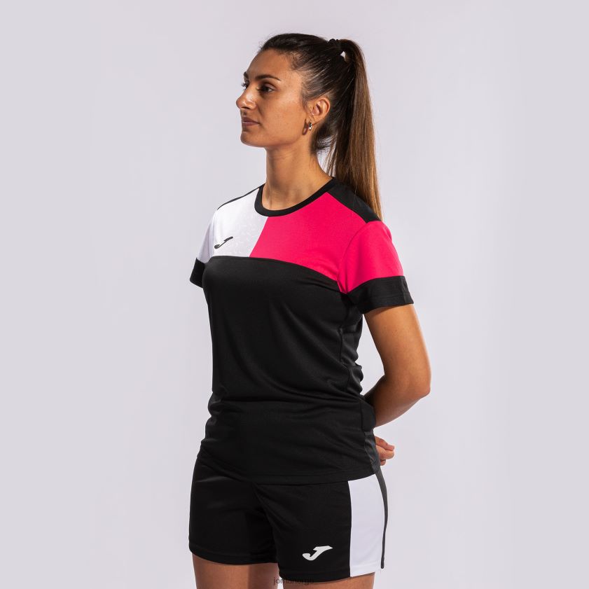 nei Joma skjorte kortermet crew v svart rosa hvit FBD0T01915 kvinner