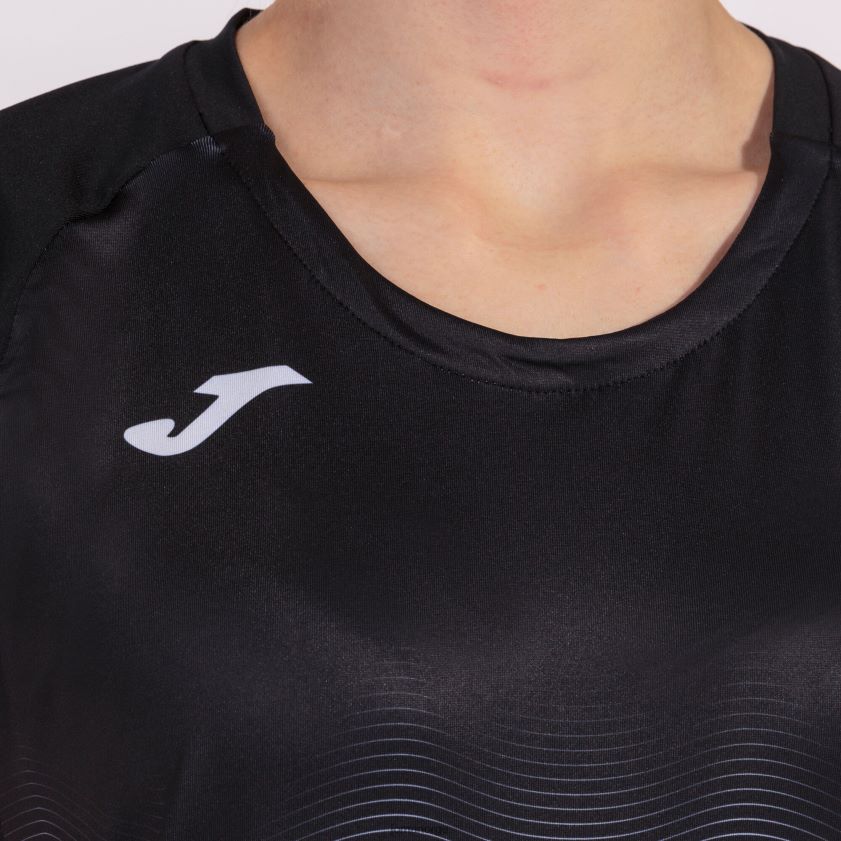 nei Joma skjorte kortermet elite vii svart fluorescerende rosa hvit FBD0T03663 kvinner