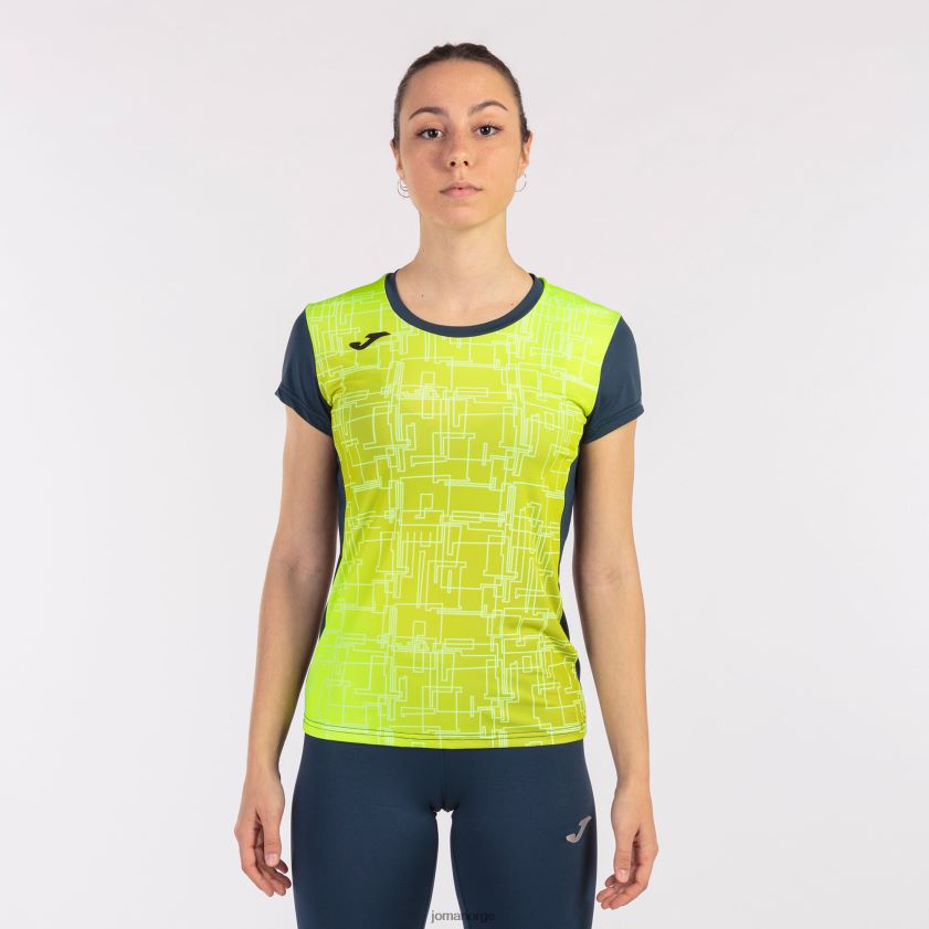 nei Joma skjorte kortermet elite viii marineblå fluorescerende gul FBD0T02581 kvinner