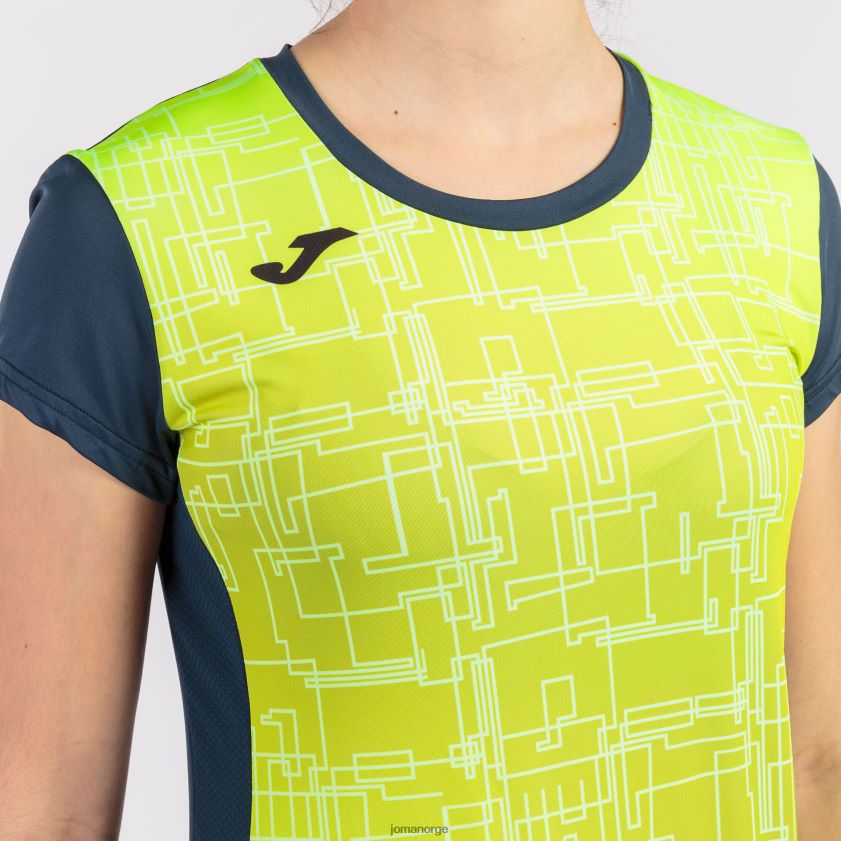 nei Joma skjorte kortermet elite viii marineblå fluorescerende gul FBD0T02581 kvinner