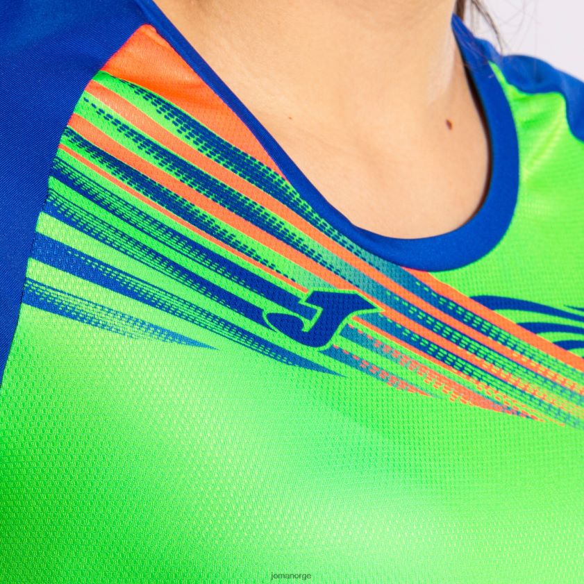 nei Joma skjorte kortermet elite x fluorescerende grønn kongeblå FBD0T01750 kvinner
