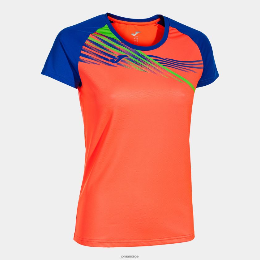 nei Joma skjorte kortermet elite x fluorescerende korall kongeblå FBD0T01761 kvinner