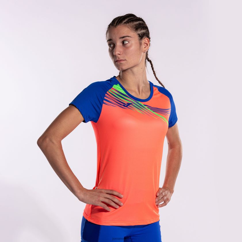 nei Joma skjorte kortermet elite x fluorescerende korall kongeblå FBD0T01761 kvinner