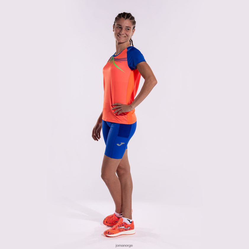 nei Joma skjorte kortermet elite x fluorescerende korall kongeblå FBD0T01761 kvinner
