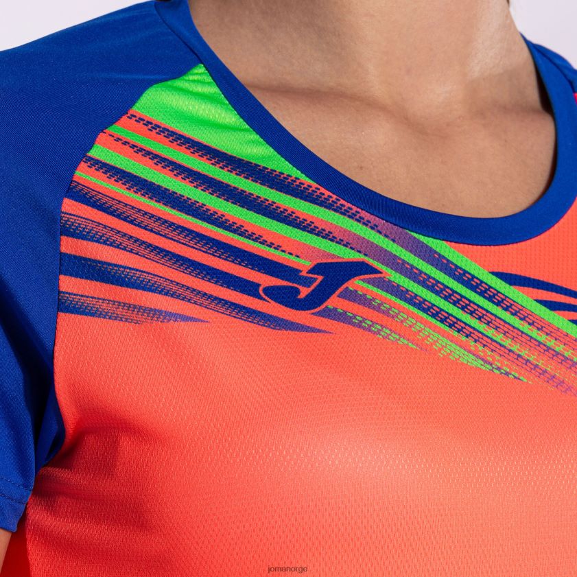 nei Joma skjorte kortermet elite x fluorescerende korall kongeblå FBD0T01761 kvinner