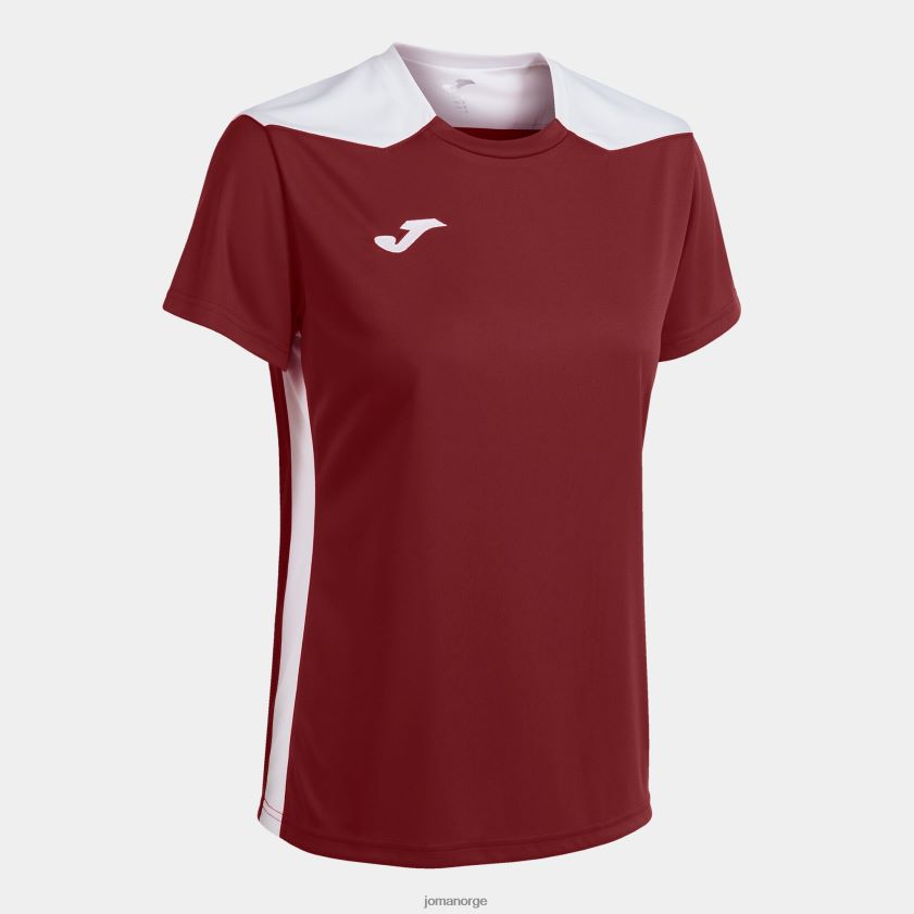 nei Joma skjorte kortermet mesterskap vi burgunder hvit FBD0T02575 kvinner