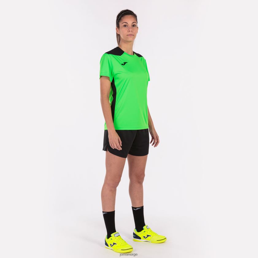 nei Joma skjorte kortermet mesterskap vi fluorescerende grønn svart FBD0T04009 kvinner
