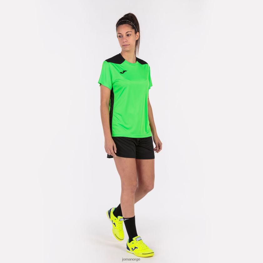 nei Joma skjorte kortermet mesterskap vi fluorescerende grønn svart FBD0T04009 kvinner