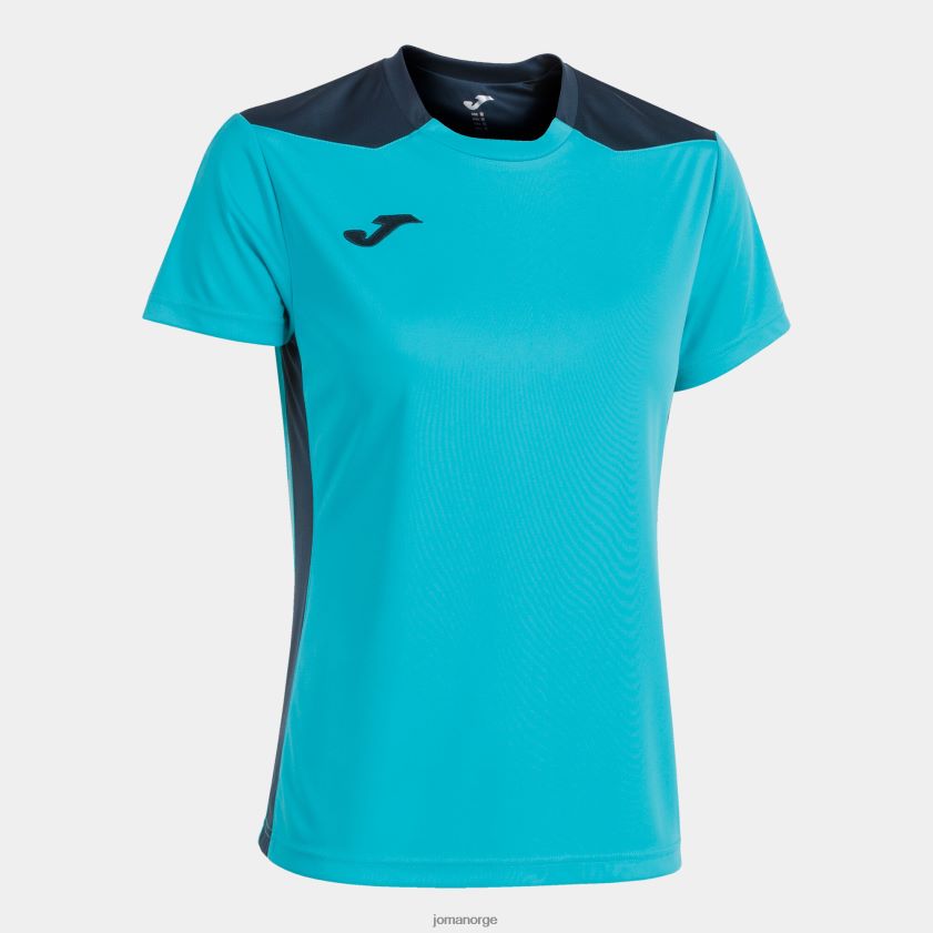 nei Joma skjorte kortermet mesterskap vi fluorescerende turkis marineblå FBD0T02659 kvinner