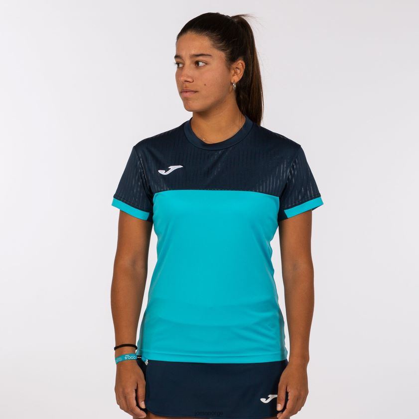 nei Joma skjorte kortermet montreal fluorescerende turkis marineblå FBD0T02082 kvinner