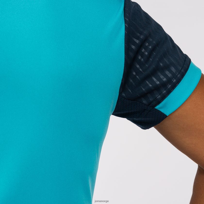 nei Joma skjorte kortermet montreal fluorescerende turkis marineblå FBD0T02082 kvinner