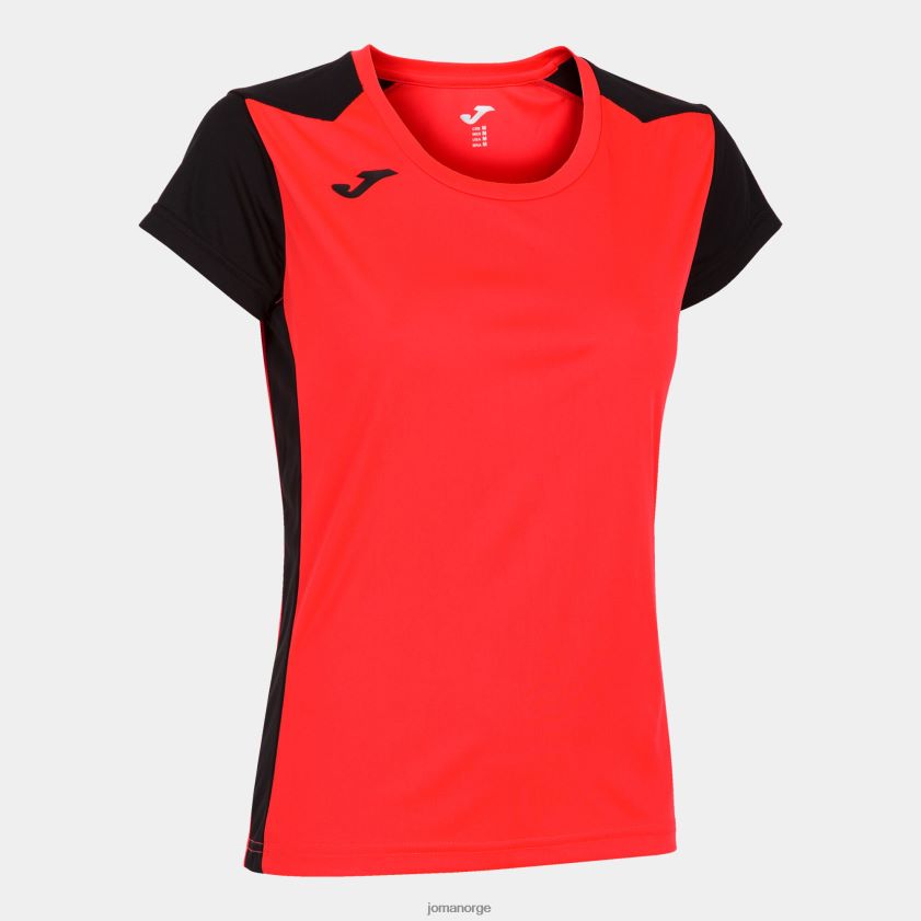 nei Joma skjorte kortermet plate ii fluorescerende korallsvart FBD0T02012 kvinner