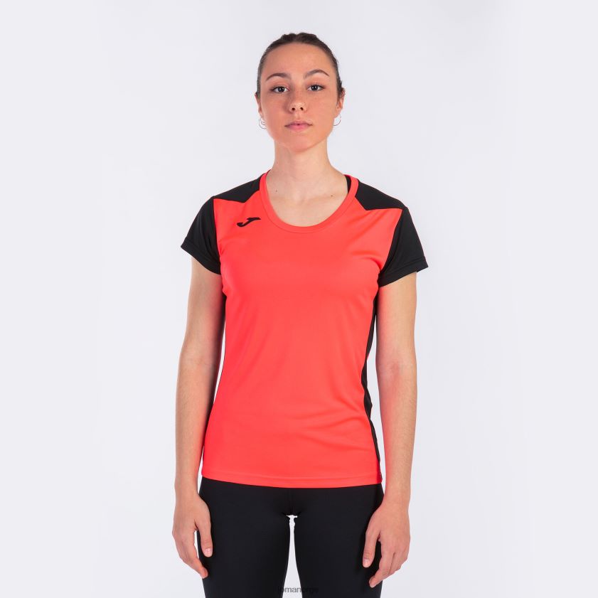 nei Joma skjorte kortermet plate ii fluorescerende korallsvart FBD0T02012 kvinner