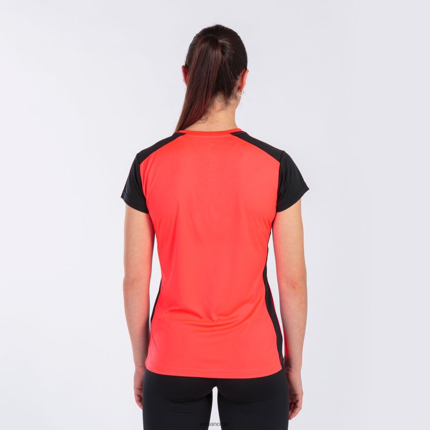 nei Joma skjorte kortermet plate ii fluorescerende korallsvart FBD0T02012 kvinner