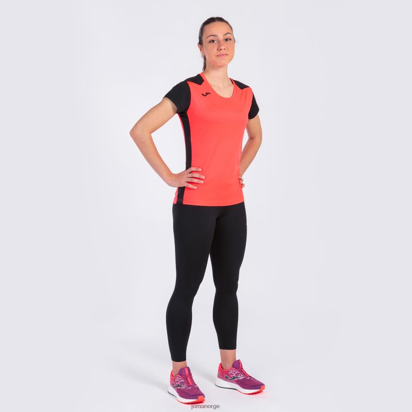 nei Joma skjorte kortermet plate ii fluorescerende korallsvart FBD0T02012 kvinner