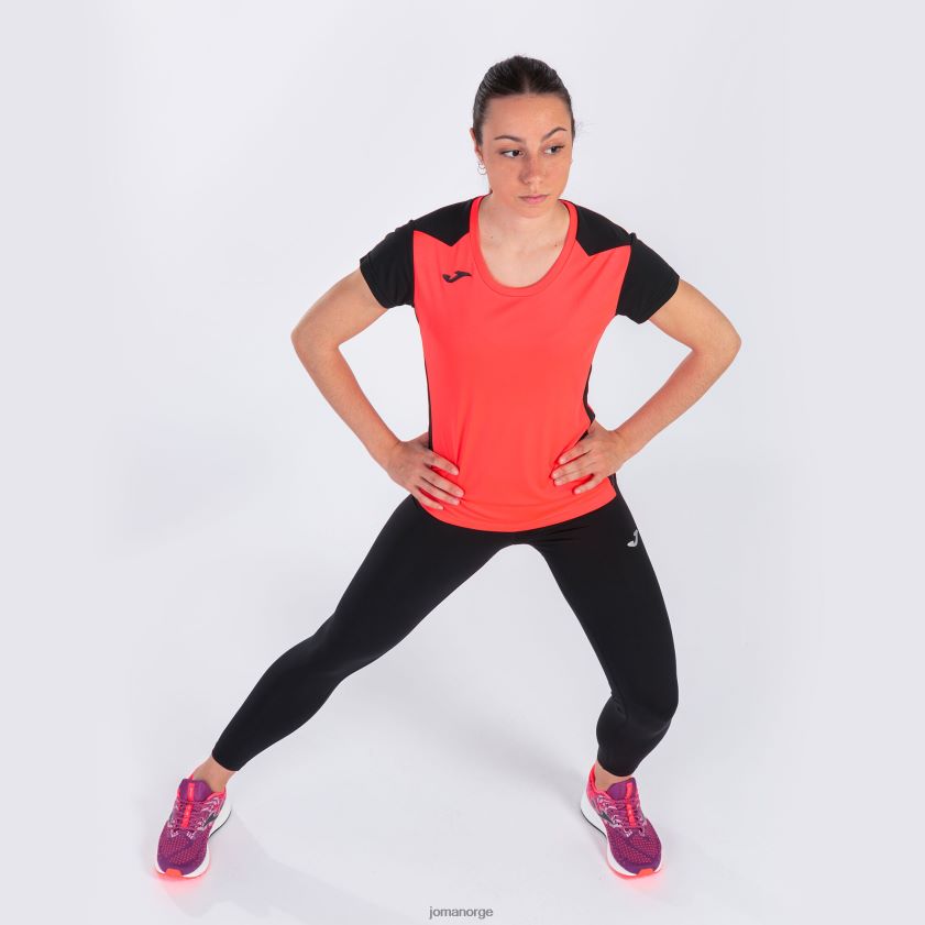 nei Joma skjorte kortermet plate ii fluorescerende korallsvart FBD0T02012 kvinner