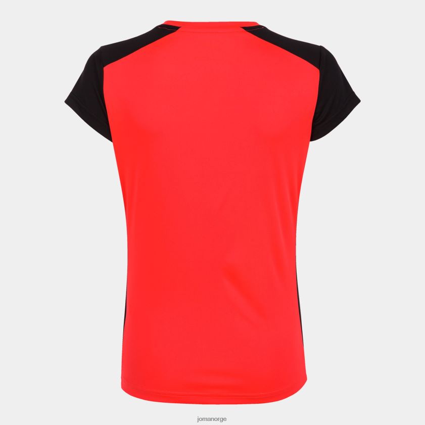 nei Joma skjorte kortermet plate ii fluorescerende korallsvart FBD0T02012 kvinner
