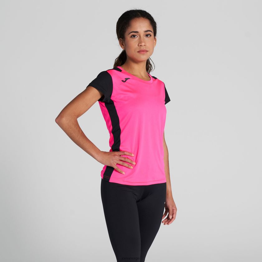 nei Joma skjorte kortermet plate ii fluorescerende rosa svart FBD0T02332 kvinner