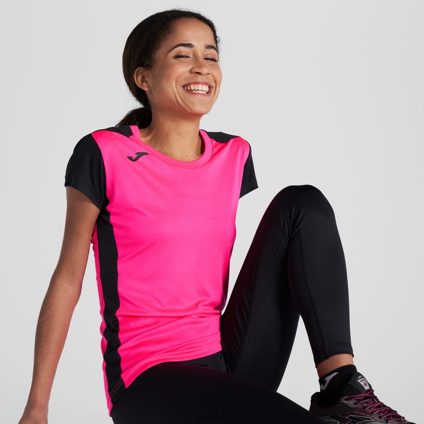 nei Joma skjorte kortermet plate ii fluorescerende rosa svart FBD0T02332 kvinner