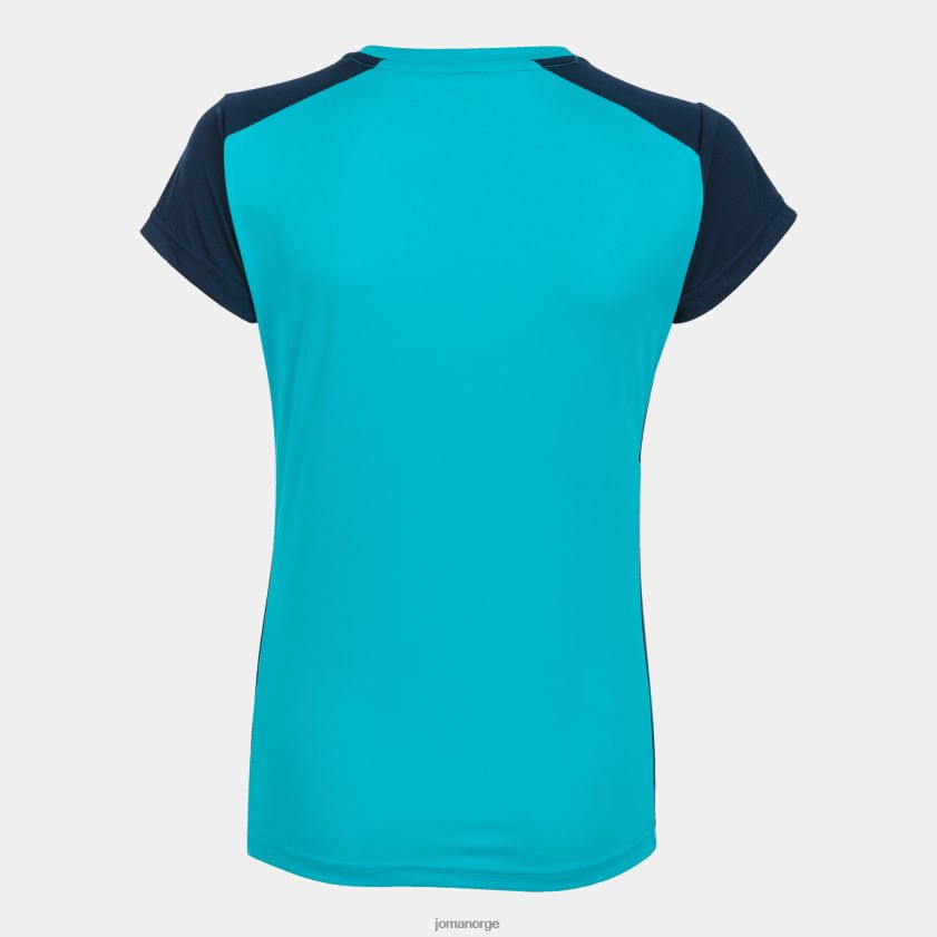 nei Joma skjorte kortermet plate ii fluorescerende turkis marineblå FBD0T03640 kvinner