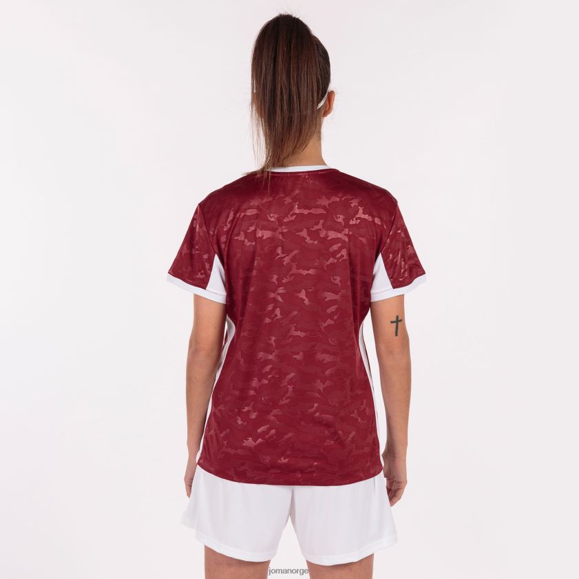 nei Joma skjorte kortermet toletum ii burgunder hvit FBD0T01807 kvinner