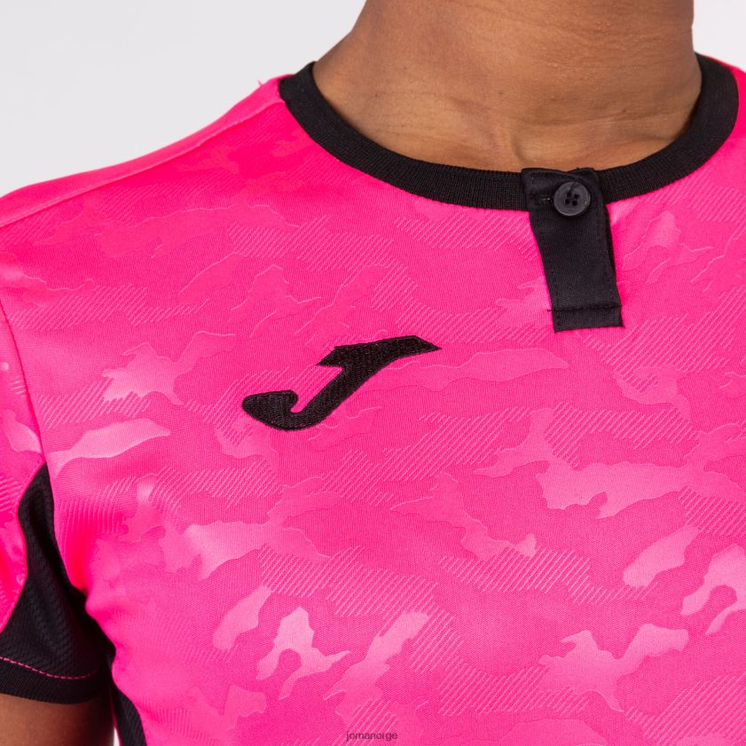 nei Joma skjorte kortermet toletum ii fluorescerende rosa svart FBD0T03787 kvinner