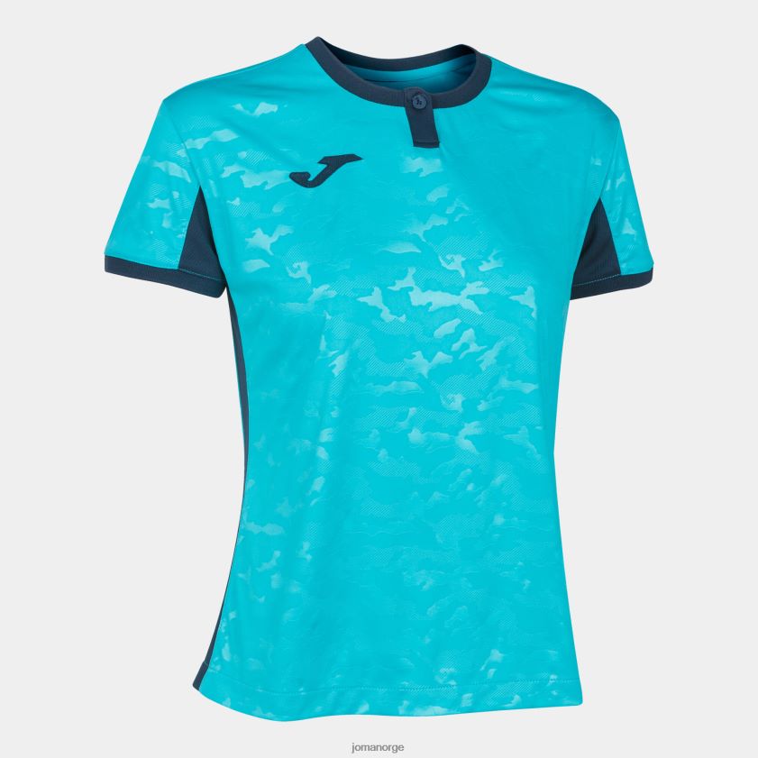nei Joma skjorte kortermet toletum ii fluorescerende turkis marineblå FBD0T03977 kvinner