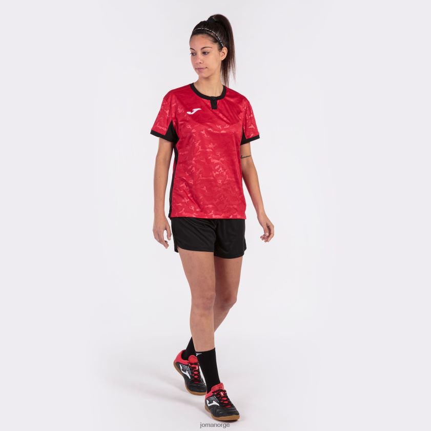 nei Joma skjorte kortermet toletum ii rød svart FBD0T02257 kvinner