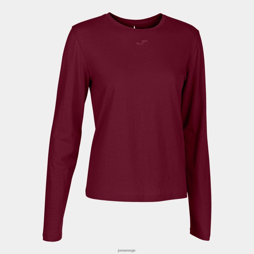nei Joma økologisk langermet skjorte burgunder FBD0T01952 kvinner