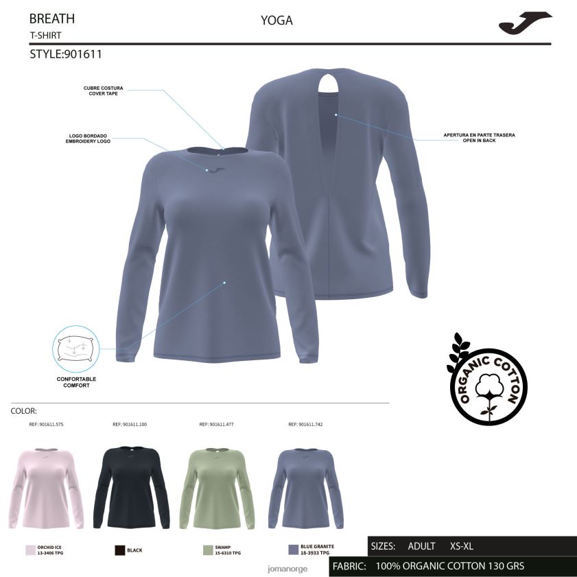 nei Joma økologisk langermet skjorte svart FBD0T02064 kvinner
