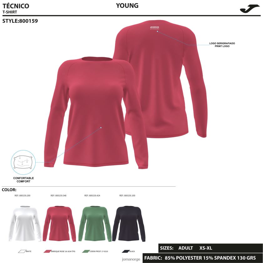 nei Joma langermet skjorte daphne hvit FBD0T01598 kvinner
