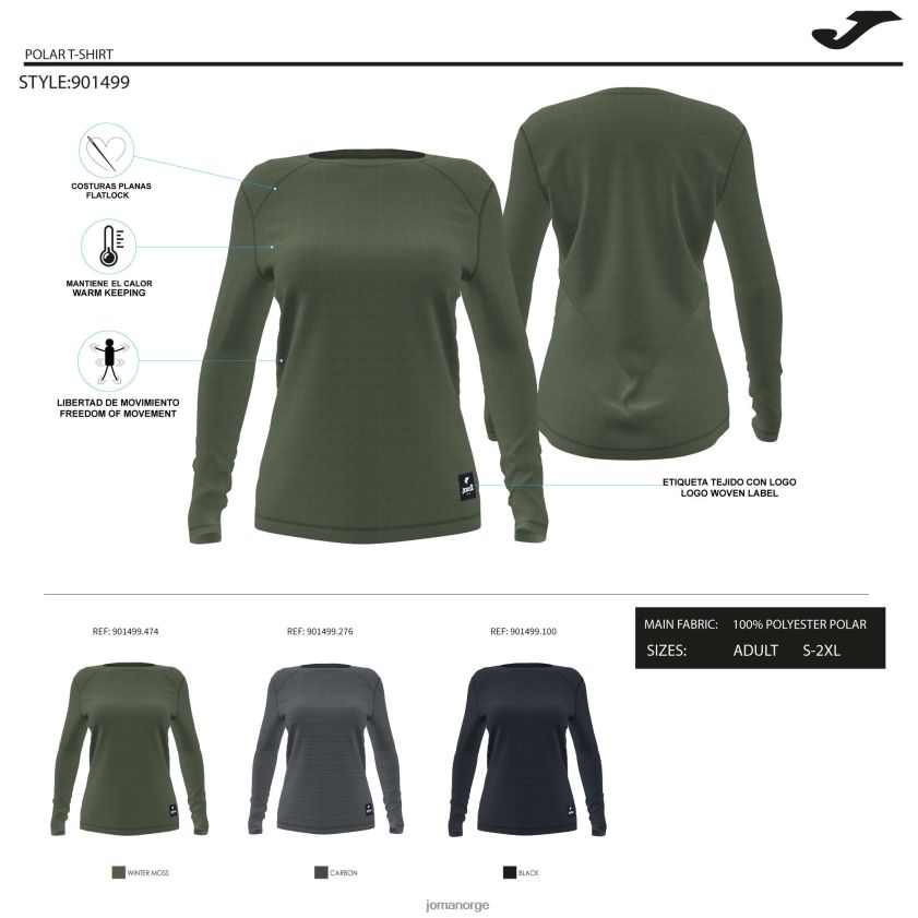 nei Joma langermet skjorte explorer kaki FBD0T01848 kvinner