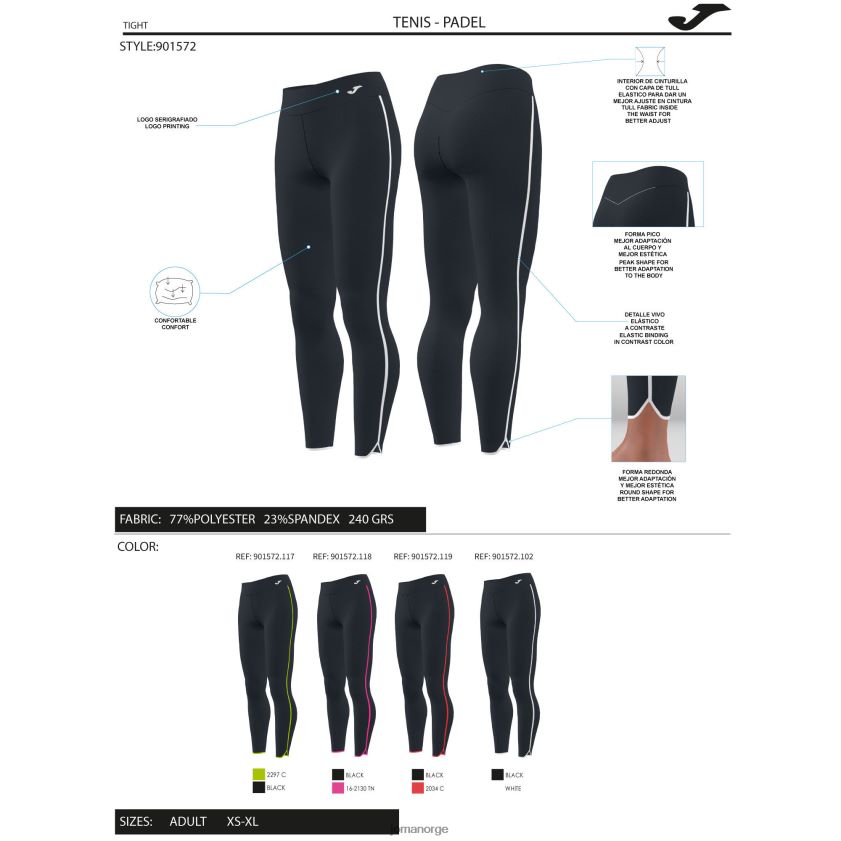nei Joma lange tights combi torneo svart korall FBD0T03898 kvinner