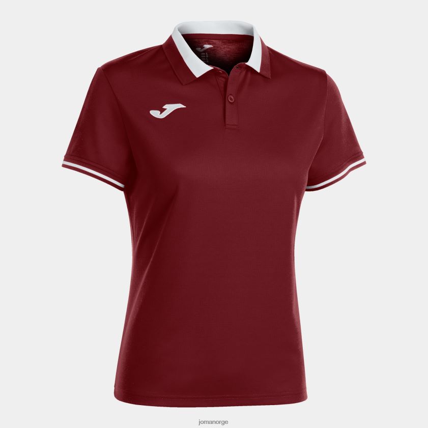 nei Joma polo skjorte kortermet mesterskap vi burgunder hvit FBD0T02237 kvinner