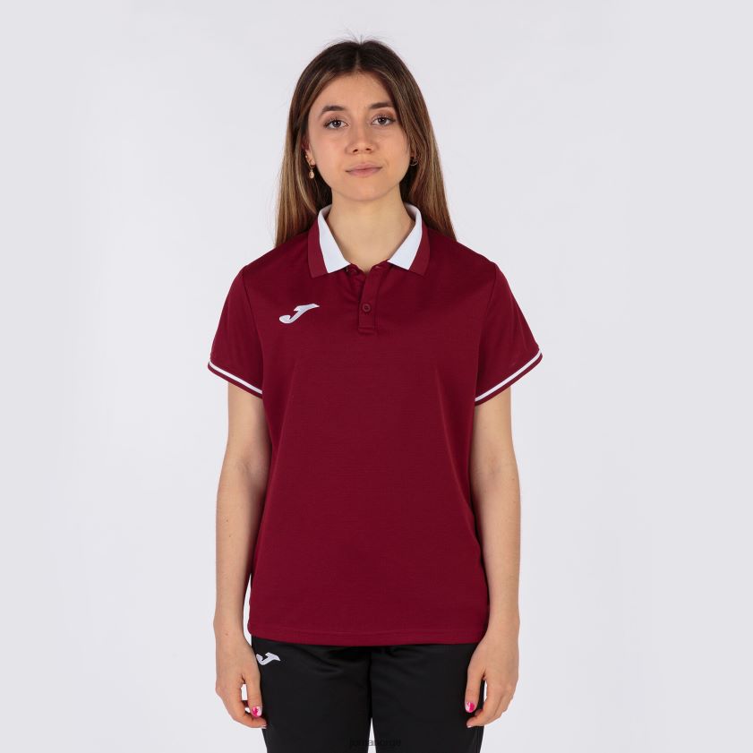 nei Joma polo skjorte kortermet mesterskap vi burgunder hvit FBD0T02237 kvinner