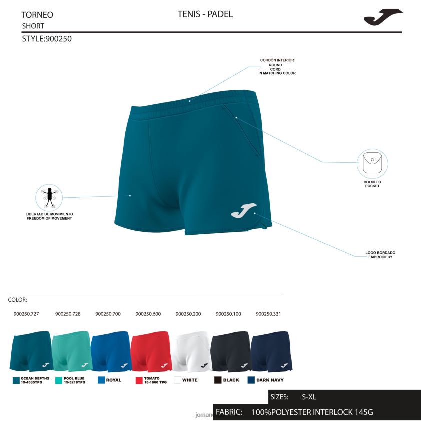 nei Joma shorts hobby rød FBD0T01866 kvinner