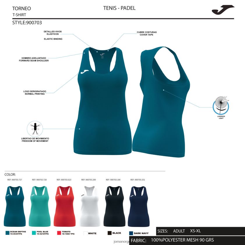nei Joma tank top siena ii rød FBD0T03927 kvinner