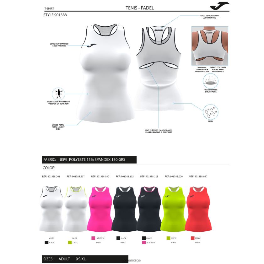 nei Joma tank topp pause fluorescerende grønn FBD0T02469 kvinner
