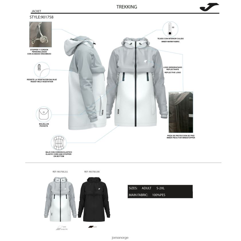 nei Joma anorak explorer hvit grå FBD0T01963 kvinner