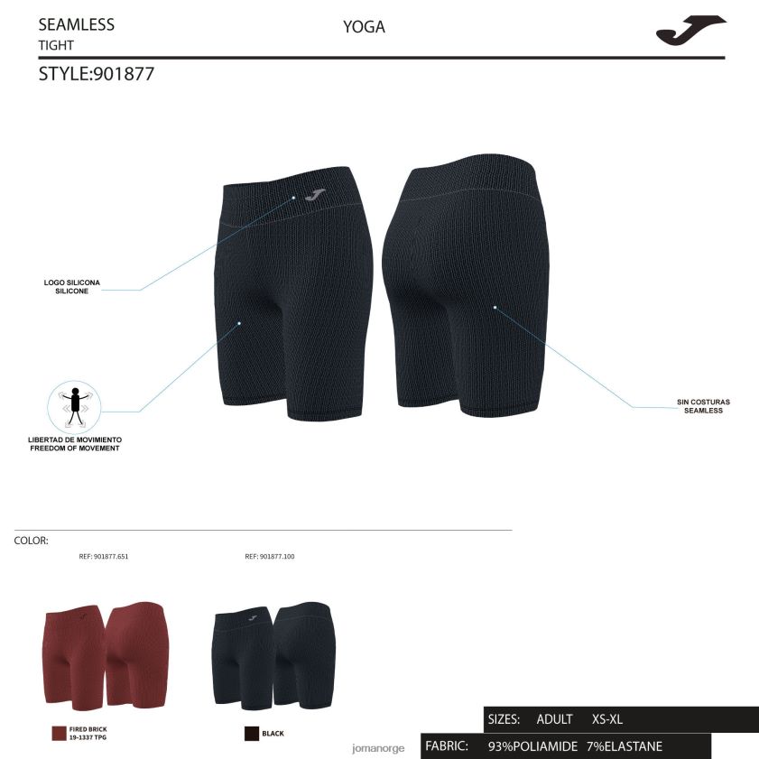nei Joma korte tights kjerne burgunder FBD0T03652 kvinner